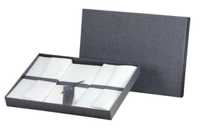 Bütten - Briefpapier-Box  weiß, Grau