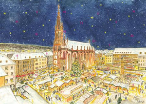 Adventskalender KARTE  Würzburg Treiben auf dem Weihnachtsmarkt