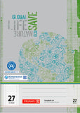 Schulheft Recycling A4 Lineatur 27 liniert mit Rand