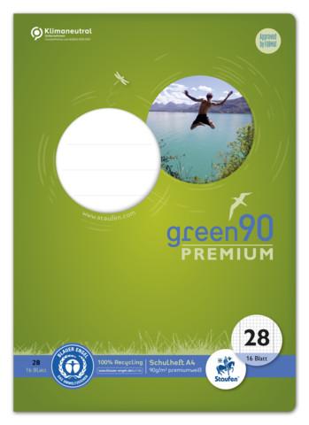 Staufen Green Premium, A4, Lineatur 28, kariert mit Doppelrand weiß 16 Blatt