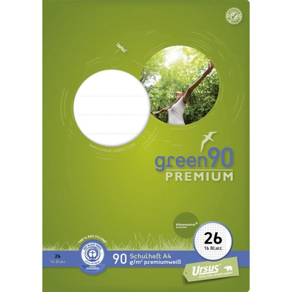 Staufen Green Premium, A4, Lineatur 26, kariert mit Rand weiß 16 Blatt